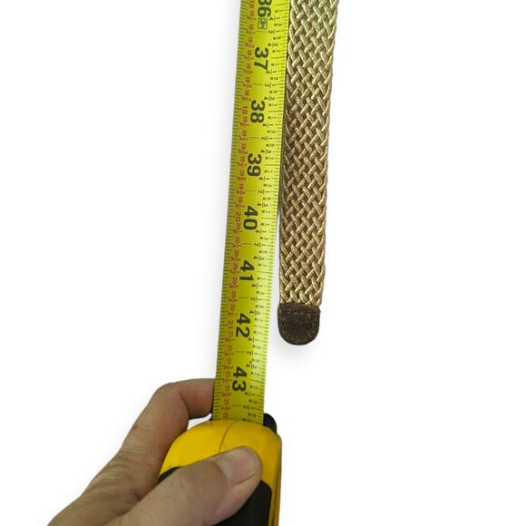 J. Crew Metallic Gold Braided Web Belt S/M with leather trim - Picture 6 of 7